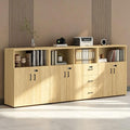 File Cabinet with Password Lock, Wood Lateral Filing Cabinet for Letter/A4 Files, 3 Drawer with Door, Printer Stand with Open Shelves for Home Office