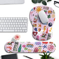 Cute Mousepad with Wrist Rest for Computer Keyboard Mouse Pad Ergonomic Pink Kawaii Mousepad, Best Desk Decor Office Girls Pink Desk 2-in-1 Wrist Support Mouse Pad, Soft Gel Material Anti Slip Bottom
