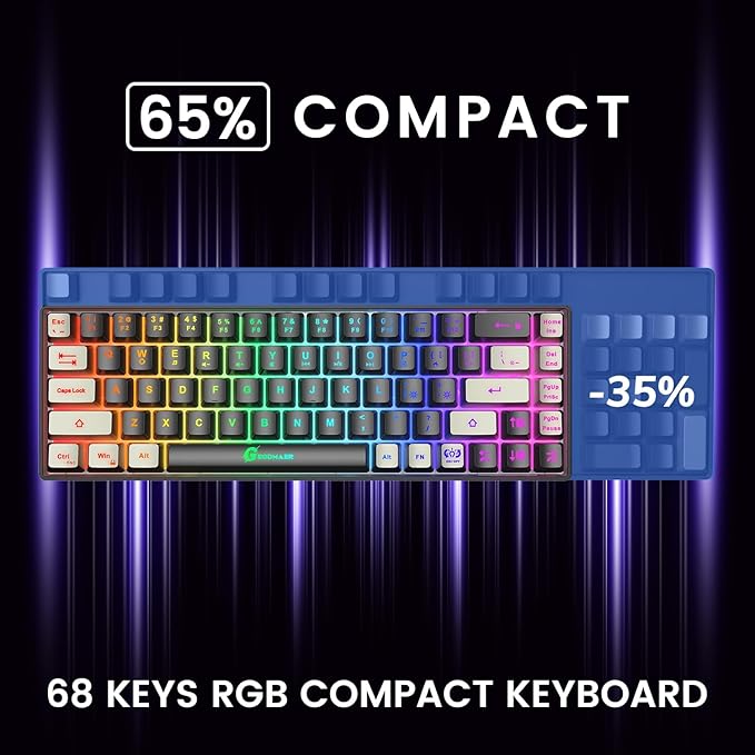 GEODMAER 65% Gaming Keyboard and Mouse Combo, RGB Backlit Keyboard + 7200 DPI Gaming Mouse, Ultra-Compact Anti-Ghosting Wired Keyboard and Mouse for PC Laptop Gamer