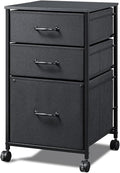 DEVAISE Mobile File Cabinet, Rolling Printer Stand with 3 Drawers, Fabric Vertical Filing Cabinet fits A4 or Letter Size for Home Office, Black
