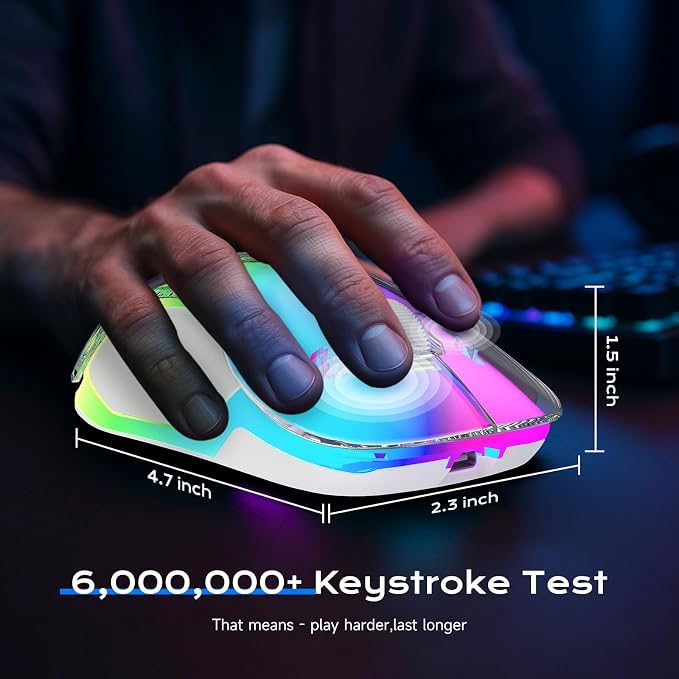 memzuoix 2.4G LED Wireless Mouse, Rechargeable Ergonomic Mouse with Detachable Cover, 1400 DPI Portable Optical Computer Mouse with USB Receiver for Laptop, PC, Desktop and MacBook, 5 Buttons-Blue