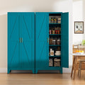 71" Tall Metal Pantry Cabinet, Kitchen Storage Cabinet with 2 Doors and 4 Adjustable Shelves for Kitchen, Living Room, Dining Room, Bathroom and Home, Office (Blue, 1PC)