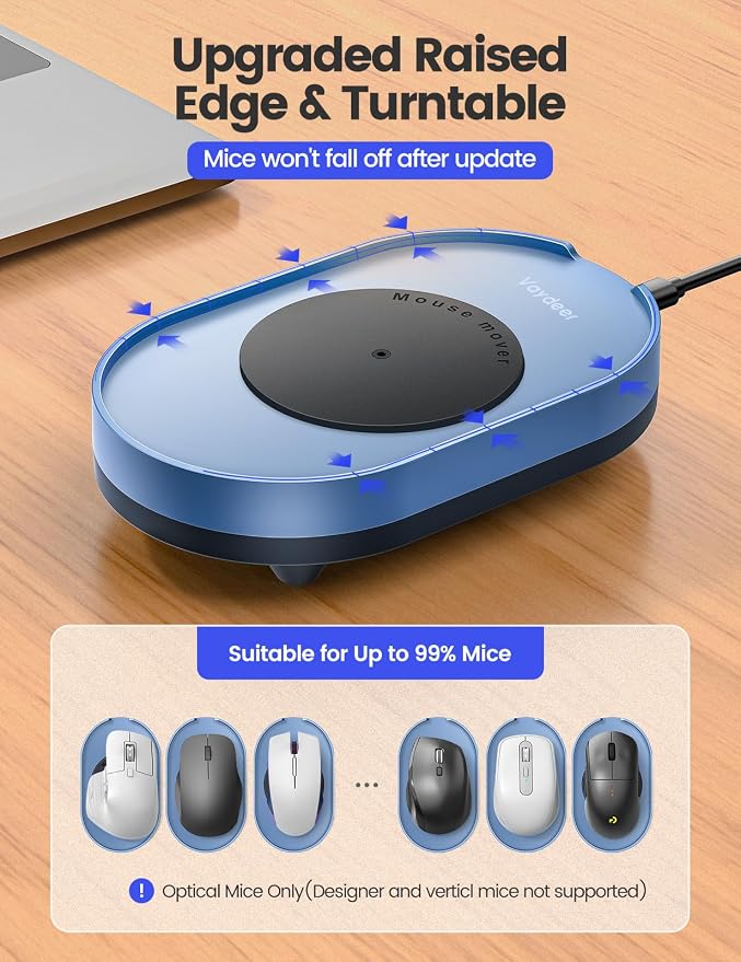 Vaydeer Undetectable Mouse Mover, M3 Mouse Jiggler Device with ON/Off Switch, Driver-Free Shaker Wiggler Mouse Movement Simulation for Computer Awakening, Gift Ideal for Men/Women (River Blue)