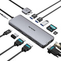 MacBook Pro Docking Station Dual Monitor HDMI Adapter,12 in 1 USB C Adapters for MacBook Pro Air Mac HDMI Dock Dongle Dual USB C to DualHDMI VGA Ethernet AUX 4USB SD/TF100W PD