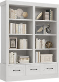 Garvee 74.5" Tall Bookshelf with Double Storage, 6-Tier Large Bookshelf, Double Wide Bookshelves w/ 12 Cubbies, Wide Freestanding Bookcases for Livingroom Office Library (White, 64"H*47.2"L*11.8"D)