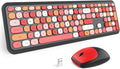 MOFII Wireless Keyboard and Mouse Combo, Colorful Full Size Keyboard with Number Pad, Silent Cute Wireless Mouse, 2.4GHz Dropout-Free Connection, for PC Laptop Computer (Black Color)