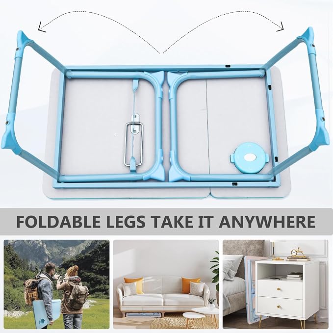 Laptop Desk for Bed Couch,Lap Desk for Laptop,Portable Laptop Stand for Desk,Small Adjustable Laptop Desk,Foldable Bed Table for Laptops and Writing, Bed Tray Table with Cup Holder(Blue)