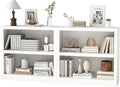 blini White Bookshelf and Bookcase Set of 2, Double Wide Large Bookshelves 2 Tier Wooden Bookshelf with Storage Cabinets for Living Room, Home Office, Library (White, 2 - Shelf)