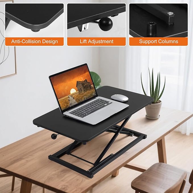Standing Desk Converter Adjustable Height,Keyboard Riser for Stand Up Desk Riser,Computer Keyboard Stand for Desktop,Ergonomic Sit Stand Computer Workstations Black Size 23.6 Inch
