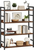 NUMENN 4 Tier Wide Bookshelf for Living Room and Home Office, Vintage | Bookshelves, Home Office Bookcase Shelf Storage Organizer, Free Standing Storage Shelving Unit for Bedroom
