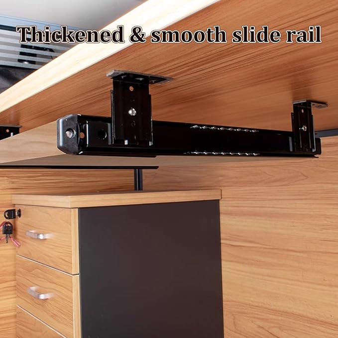 Under Desk Keyboard Tray Slide Out Height Adjustable 21/24/27x 10 Inch Pull Out Platform Computer Drawer Suitable for Office(E,60x27cm)
