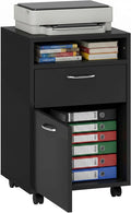 HOMCOM Mobile Storage Cabinet Organizer with Drawer and Cabinet, Printer Stand with Castors, Black