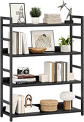 NUMENN 4 Tier Wide Bookshelf for Living Room and Home Office, Black | Bookshelves, Home Office Bookcase Shelf Storage Organizer, Free Standing Storage Shelving Unit for Bedroom