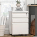 3 Drawer File Cabinet, Metal Printer Stand with Roling Caster, Under Desk Storage for Home Office, File Cabinet with Lock, No Assembly Required, White