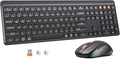 MEETION Bluetooth Keyboard and Mouse, 2.4G + Dual Bluetooth Multi Device, Full Size Silent Ergonomic Keyboard with 4 Level DPI Adjustable Wireless Mouse for Windows, Mac OS Desktop/Laptop/PC, Black