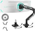 ARES WING Heavy Duty Ultrawide Monitor Arm - Gas Spring Aluminum Monitor Mount with USB for 24"-57" Curved Screens up to 66 lbs with Clamp/Grommet Desk Mount, 75/100/200 Vesa Mount, Black