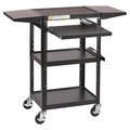 ECR4Kids Mobile AV Presentation Media Cart Stand with Drop Leaves, Technology Trolley, Black