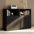 File Cabinet with Password Lock, Wood Lateral Filing Cabinet for Letter/A4 Files, 3 Drawer with Door, Printer Stand with Open Shelves for Home Office