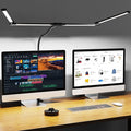 Desk Lamp, Clamp Desks Lamps for Home Office, 24W Flexible Gooseneck Table Lamp, 10 Color Modes & Brightness Eye-Caring Desk Light w/USB Adapter (12V2A Black)