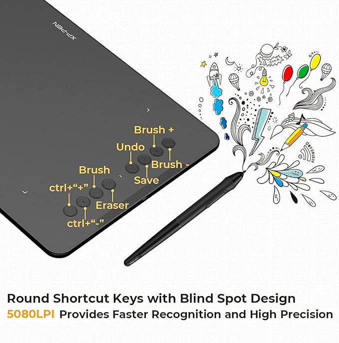 XPPen Updated Deco 01 V3 Drawing Tablet-16384 Levels of Pressure Battery-Free Stylus, 10x6 Inch OSU Graphic Tablet, 8 Hotkeys for Digital Art, Teaching, Gaming Drawing Pad for Chrome, PC, Mac, Android