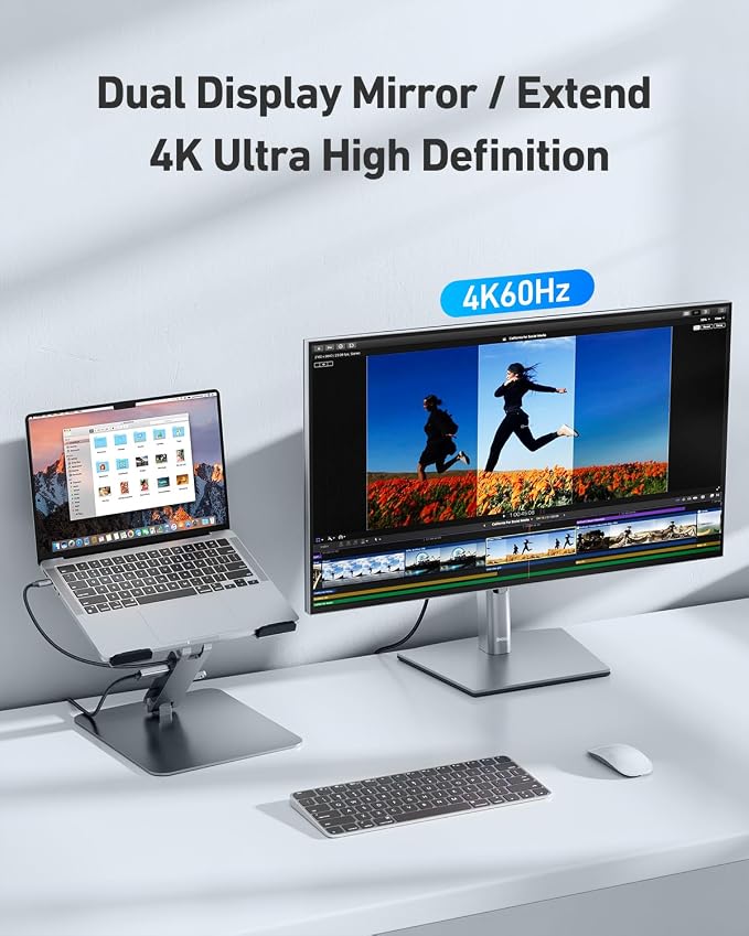 BENFEI Laptop Stand with USB C 7in1 Docking Station,HDMI 4K@60Hz,1*SD 1*Micro SD,100W Power Delivery,10Gbps 1*USB C 3.2 and 2*USB A 3.2 Compatible with MacBook Pro/Air, iPad Pro, XPS, Thinkpad