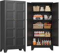 71" Tall Kitchen Cabinet Storage Unit With 2 Doors and 4 Adjustable Shelves, Metal Black Freestanding Cupboard, 5 Tier Kitchen Pantry Storage Cabinet for Kitchen Dining/Living Room/Garage/Home/Office