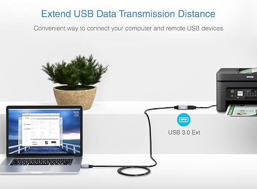 BlueRigger USB 3.0 Extension Cable 10FT (5 Gbps USB Extender Cord) - Long USB Extension Cable for Webcam, VR Headset, Printer, Hard Drive, Keyboard, Mouse