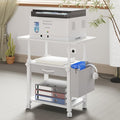 YAOHUOO 22"x15" Large Printer Stand with Drawer, 3-Tier Rolling Table Cart | Storage Drawer and Side Bag,Height Adjustable Cart,Fit printer/fax/3d/scanner,4 lock wheels or feet,White