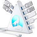 7 Port USB Hub, JoyReken USB 3.0 Hub with 2 FT Long Cable, Vertical USB Extension Hub for Laptop, MacBook, Flash Drive, XPS, PC, Flash Drive, Game Console, Printer, Camera,Keyborad, Mouse (White)