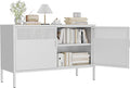 Metal Storage Cabinet with 2 Doors & Adjustable Shelves, 25" H White Accent Cabinet, Metal Locker Storage Cabinets, Tv Stand Cabinet for Home, Office, Living Room, Entryway