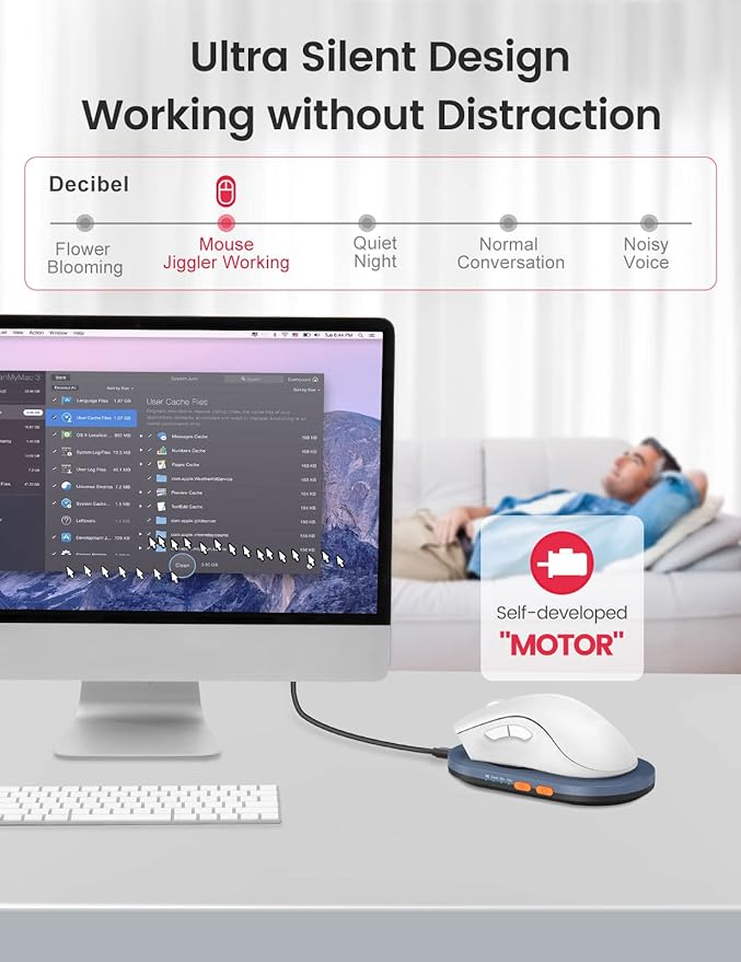 Vaydeer Undetectable Mouse Mover, Air 3 Mouse Jiggler with Adjustable Timer | Ultra-Slim Design, 4 Adjustable Intervals, Quiet Driver-Free Setup