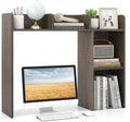 GOFLAME 5 Shelves Desktop Bookshelf, Wood Desk Hutch Dorm for Computer Desk, Countertop Display Rack, 3-Tier Desk Storage Organizer Shelf for Dormitory, Home Office, Study, Gray