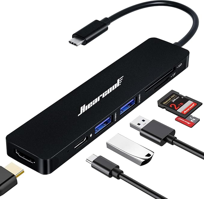 Hiearcool USB C Hub, USBC Hub Multi-Port Adapter for MacBook Pro/Air M1 M2, 4K HDMI USB-C Dock Dongle for iPad and Other Type C Devices