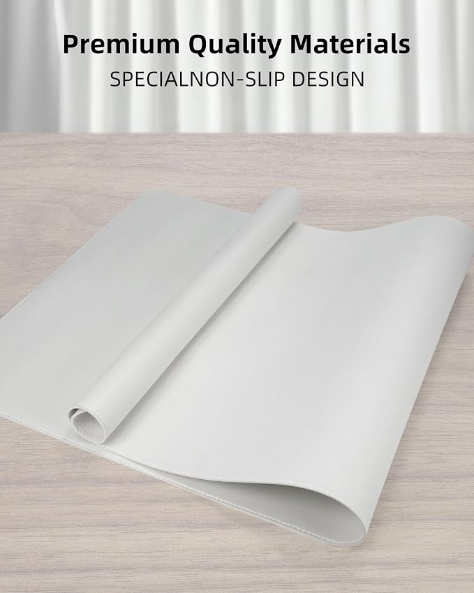 Leather Desk Pad Protector, Mouse Pad, Office Mat, Non-Slip PU Leather Blotter, Laptop Pad, Waterproof Writing Pad for Office and Home (White, 31.5" x 15.7")