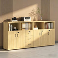File Cabinet with Password Lock, Wood Lateral Filing Cabinet for Letter/A4 Files, 3 Drawer with Door, Printer Stand with Open Shelves for Home Office