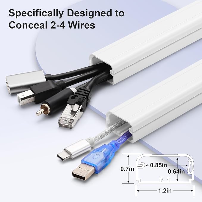 39in Cord Covers for Wires on Wall, YCLYC Wall Cord Cover, Large TV Cable Hider Wall Kit, Beige TV Cord Hider for Wall Mounted TV, Electrical Cable Raceway Cord Organizer, 3 X L13in W1.2 H0.7