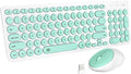 FD Wireless Keyboard and Mouse Combo - 2.4GHz USB Cordless, Cute Round Keys, Quiet and Slim Set for Laptop, Computer, TV, and Mac - Mint Green & White
