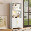 erosoei 71" H Tall Metal Bookcases and Bookshelves with 2 Doors and Adjustable Shelves，Tall Storage Cabinet Industrial Bookshelf 6-Tier Open Display Shelf，Decor Furniture for Living Room, Bedroom
