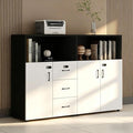 File Cabinet with Password Lock, Wood Lateral Filing Cabinet for Letter/A4 Files, 3 Drawer with Door, Printer Stand with Open Shelves for Home Office