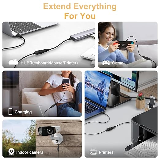 10FT USB Extension Cable,USB 3.0 Extender USB-A Extension Cord Type A Male to Female Fast Data Transfer for PC,Keyboard,Mouse,Flash Drive,Webcam,Computer,Hard Drive,Printer,Headset,USB Hubs,Camera