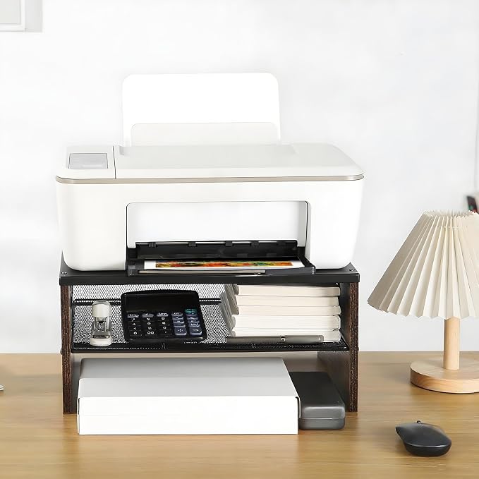 2 Tier Desktop Printer Stand,Multi-Purpose Desk Organizer for Folders,Books,for Fax Machine, Scanner,Home Office