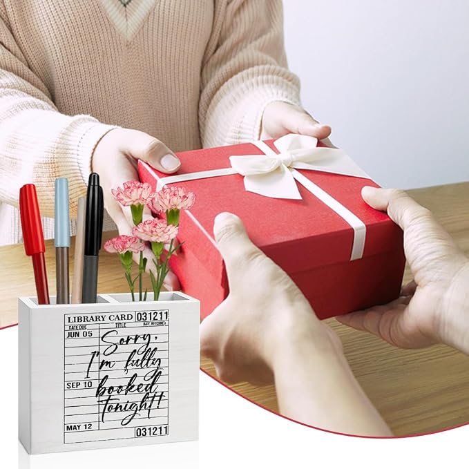 Book Gifts for Book Lovers Reader Writer Librarian Dragon book Wooden Pencil Holder desk decor for Library Office Bedroom Christmas Birthday Holder2825