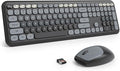 surmen Cute Keyboard and Mouse Wireless, Full-Size Retro Typewriter Wireless Silent Colorful Keyboard Low-Noise 2.4GHz for Home and Office (6-Gradient Dark)