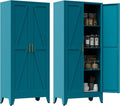 Metal Pantry Cabinet, 61" Tall Kitchen Storage Cabinet with 2 Doors and 3 Adjustable Shelves for Kitchen, Living Room, Dining Room, Bathroom and Home, Office (Blue, 1PC)