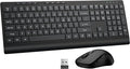 Wireless Keyboard and Mouse Combo, Full Size Quiet Key Computer Keyboard and Cordless Mice with 3 DPI Adjustable, 2.4G Lag-Free, Long Battery Life, Compatible with Windows and Mac Systems, Black
