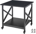 Fannova 2 Tier Large Printer Stand, 23.6 x 23.6 x 22.6 Inches Square Printer Table with Storage Shelf, Rolling Printer Cart with Industrial Wheels for Home Office, Mini Fridge Stand Table - Black