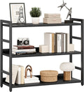 NUMENN Wide Bookshelf, 3 Tier Bookshelves, Home Office Bookcase Shelf Storage Organizer, Free Standing Storage Shelving Unit for Bedroom, Living Room and Home Office, Black