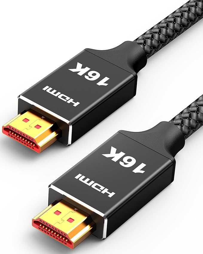 Capshi 3.3ft 16K HDMI Cable 2.2, 96Gbps Ultra High Speed Cord | 4K@480Hz, 8K@120Hz, for PS5/4, TV, Gaming Console, Monitor, Support HDR, eARC, DTS:X, HDCP 2.2 & 2.3, Braided, Black