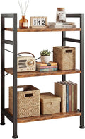 DUMOS 3 Tiers Open Bookshelf, Classic Freestanding Tall Display Shelf, Multifunctional Storage Organizer Rack for Living Room Home Office, Sturdy Bookcase for CDs/Books/Movies, Brown
