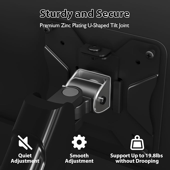 BONTEC Dual Monitor Wall Mount for 13-32 Inch Screens, Height Adjustable Gas Spring Arm with Tilt, Swivel & Rotate, Hold Up to 19.8 lbs, Fully Adjustable, Office & Home Use, VESA 75x75/100x100